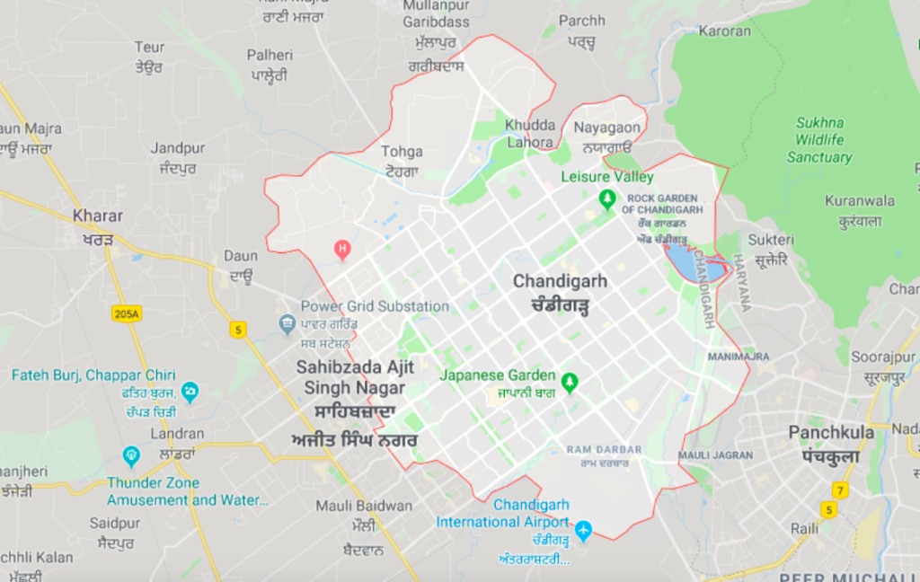 plan de la ville de Chandigarh