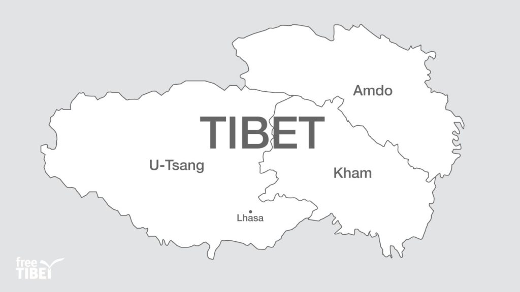 Carte du tibet: U-tsang, Kham, Amdo