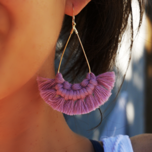 Boucles d'oreilles macramé lilas